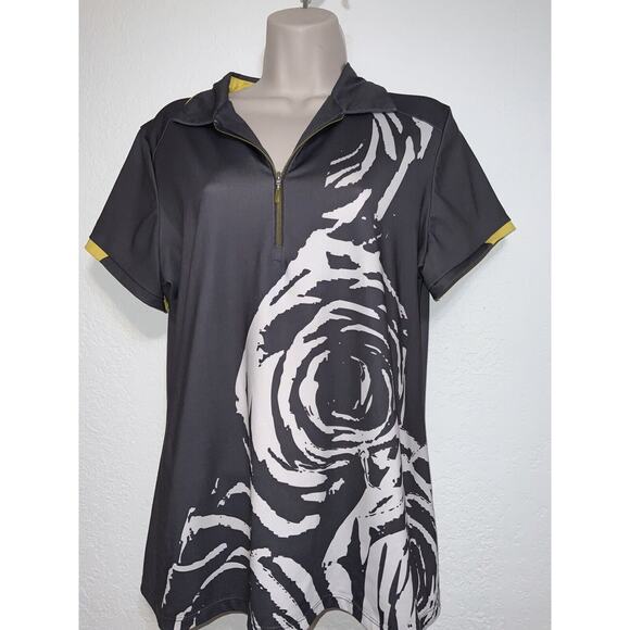 Nancy Lopez Womens Desert Dry Gray Short Sleeve 1/4 Zip T Shirt Size L - Picture 2 of 3
